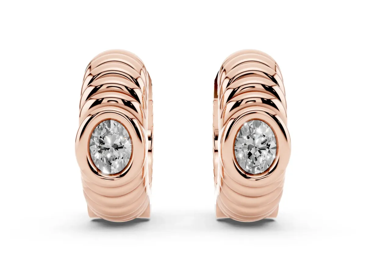 Oval Diamond Vera Hoop Earrings Rose gold