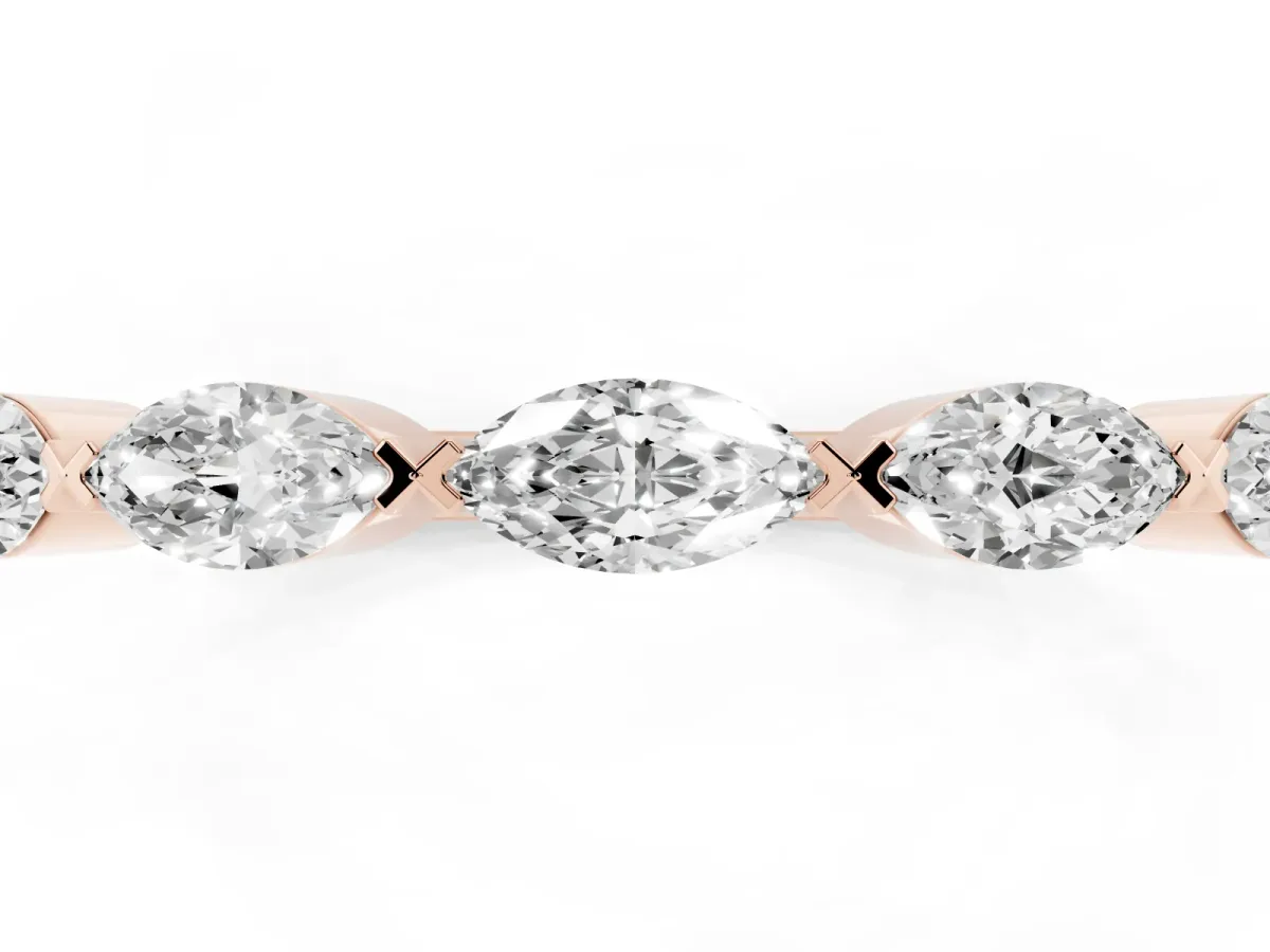 Marquise Diamond Eternity Band with Bezel Setting Rose gold