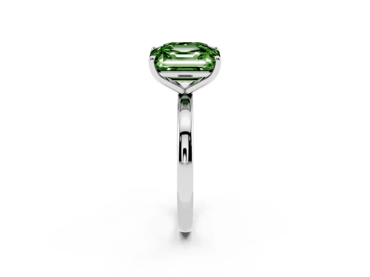 Fancy Green Asscher Cut and Emerald Cut Toi Moi Ring with Prong Setting Platinum