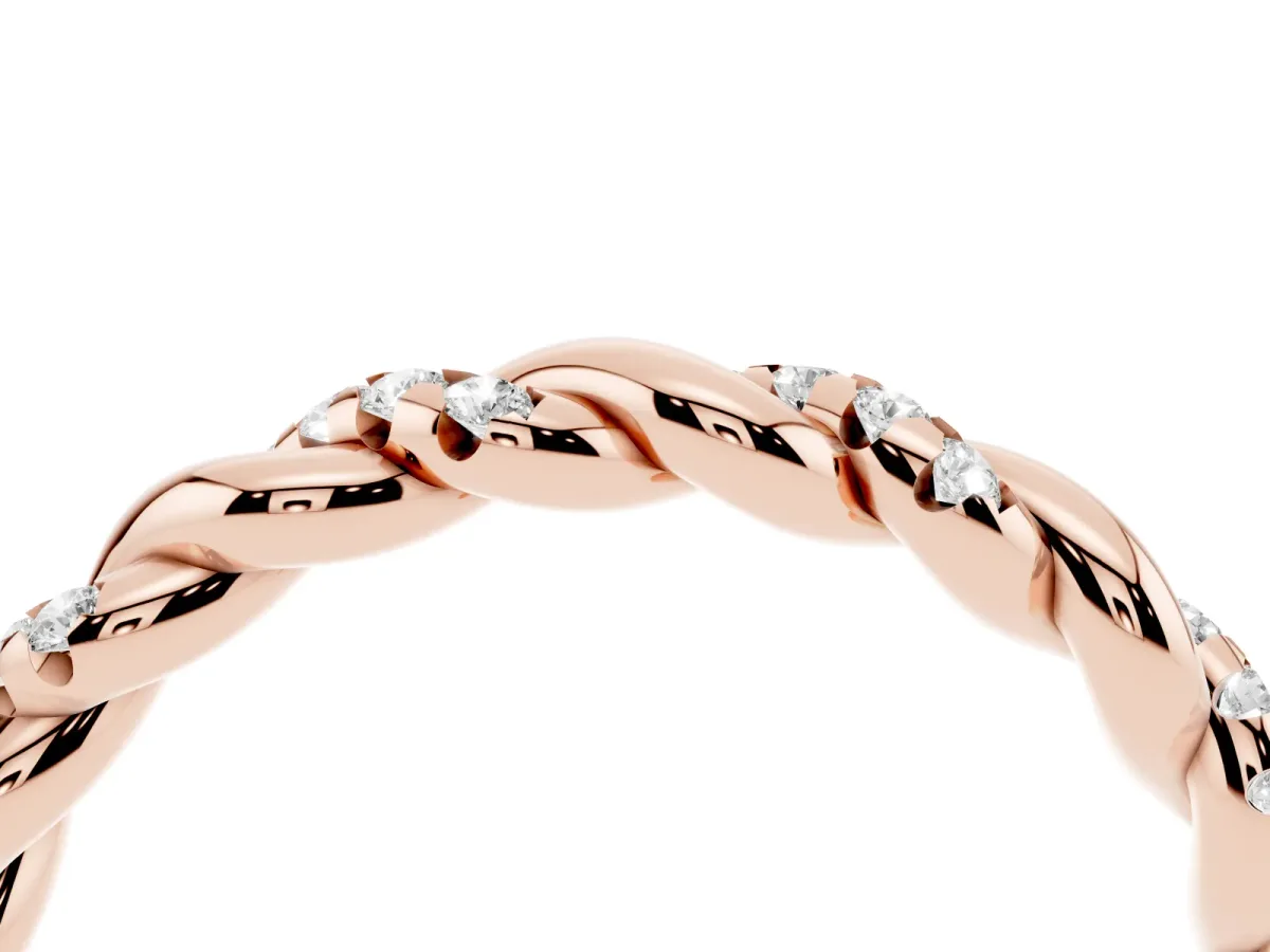 Twisted Pavé Round Diamond Eternity Band Rose gold