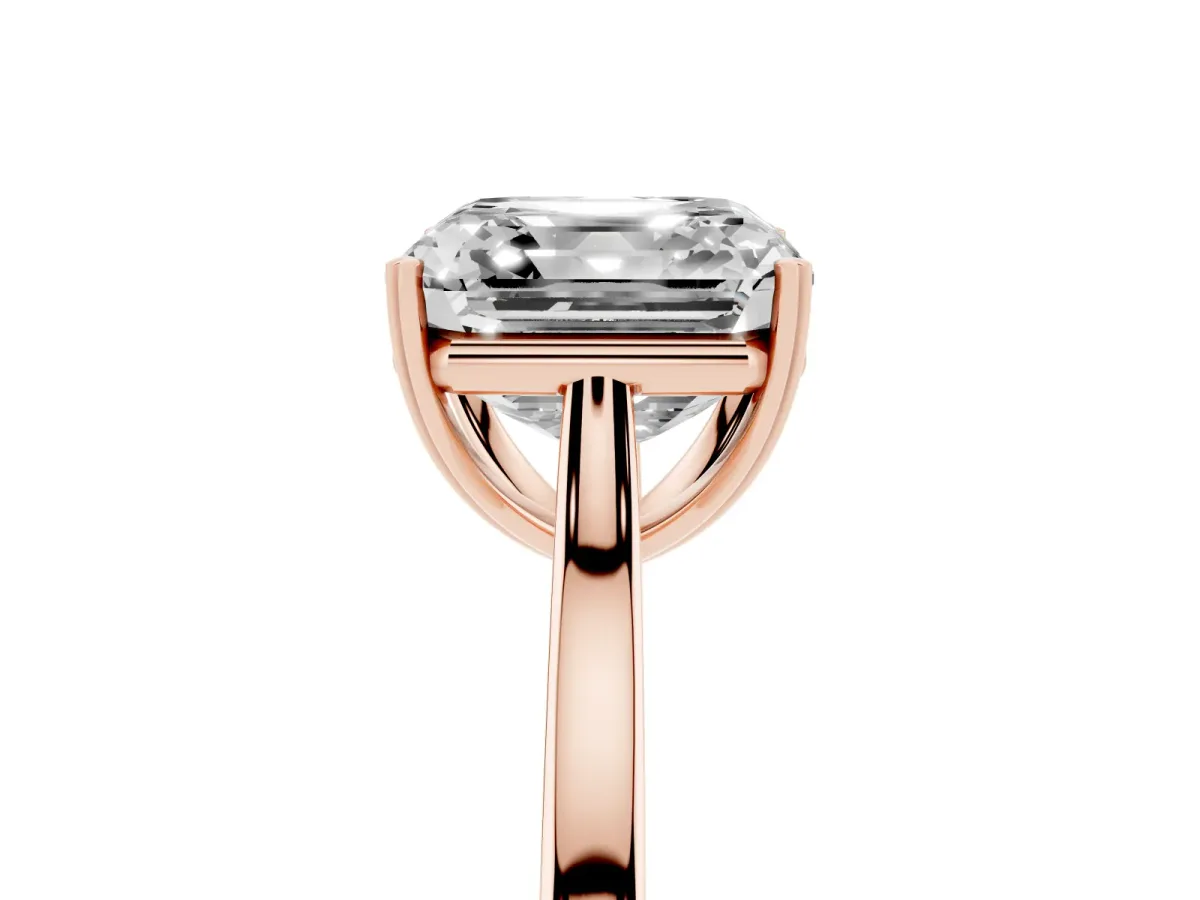 Asscher Cut Solitaire Heart Prong Engagement Ring with Tapered Band Rose gold