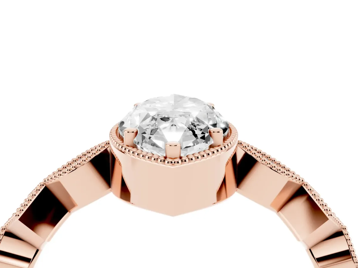 Marquise Cut Milgrain Marquise Diamond Twist Band Ring Rose gold