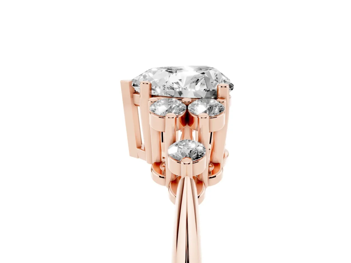 Heart Cut Cut Diamond Cluster Ring with Solitaire Band and Four-Prong Setting Rose gold