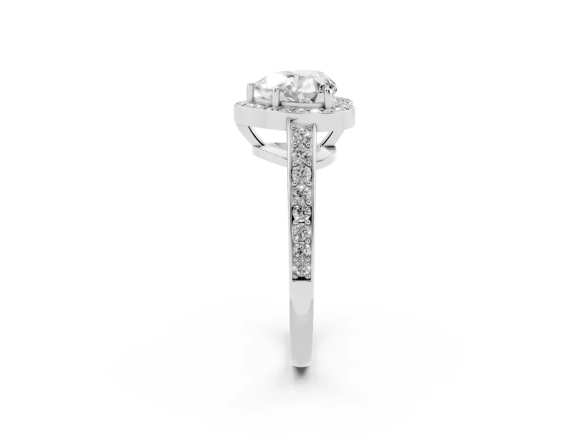 Heart Cut Halo Pavé Diamond Engagement Ring with Bezel Setting Platinum
