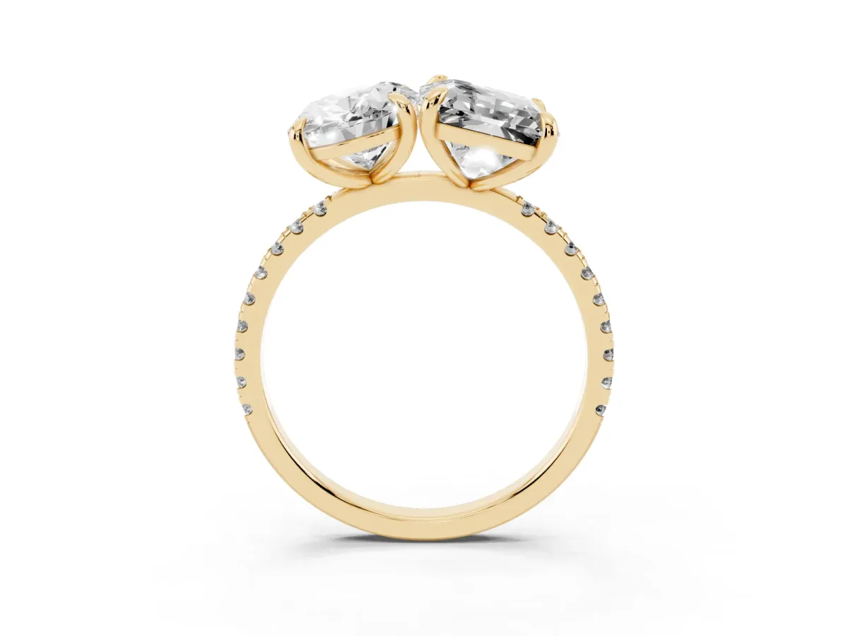 Oval and Radiant Toi Moi Ring with Prong Setting and Pave Band Yellow gold