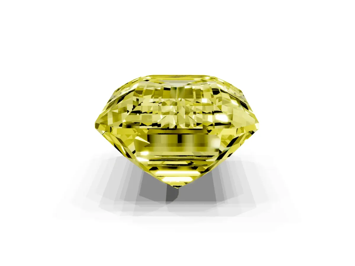 Fancy Yellow Emerald Cut Cut Pave Band Milgrain Solitaire Ring Rose gold