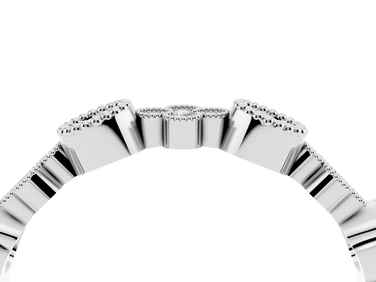 Milgrain Bezel Set Round Diamond Cluster Eternity Band Platinum