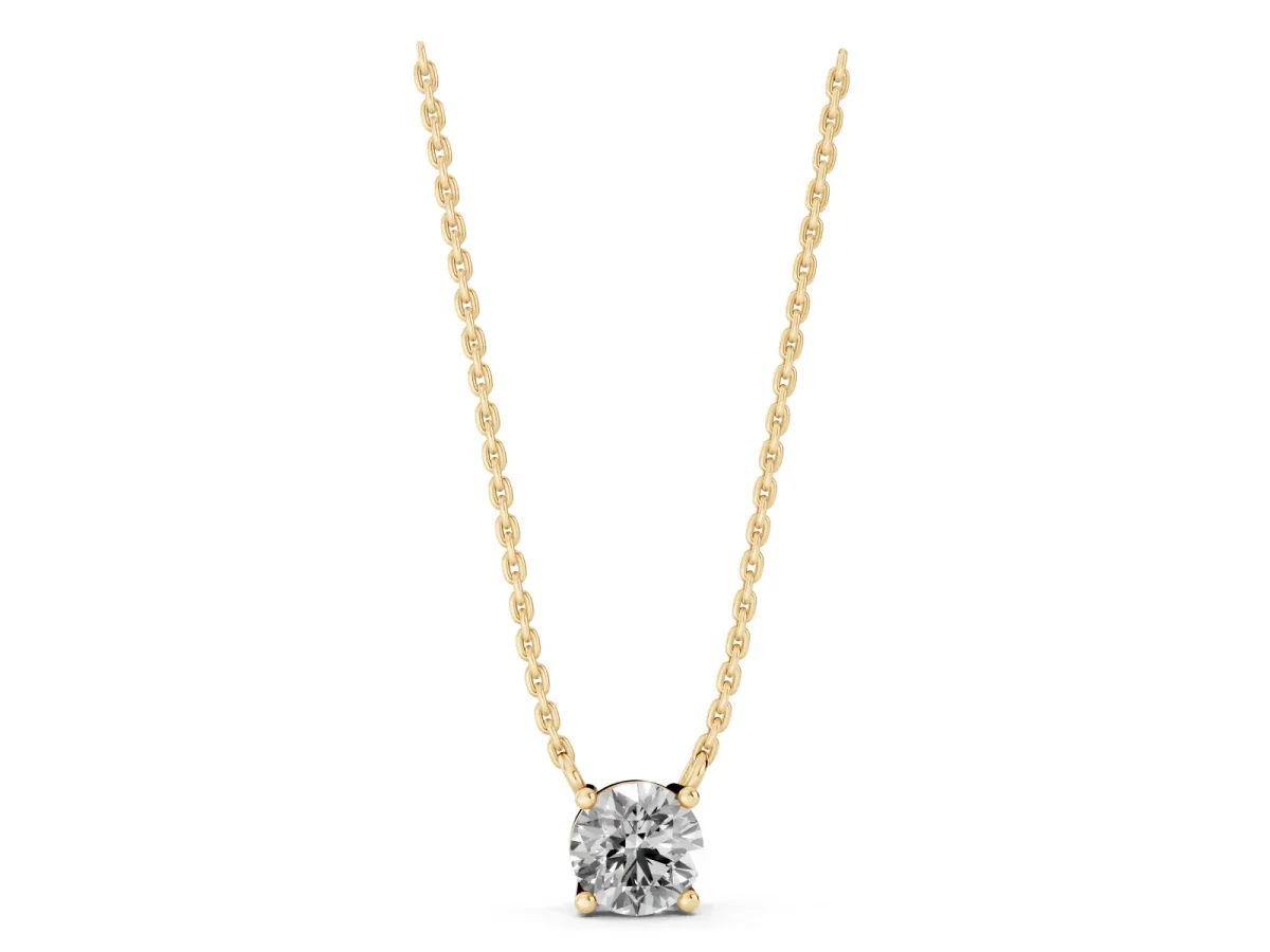 Round Solitaire Pendant with Four-Prong Basket Setting Yellow gold