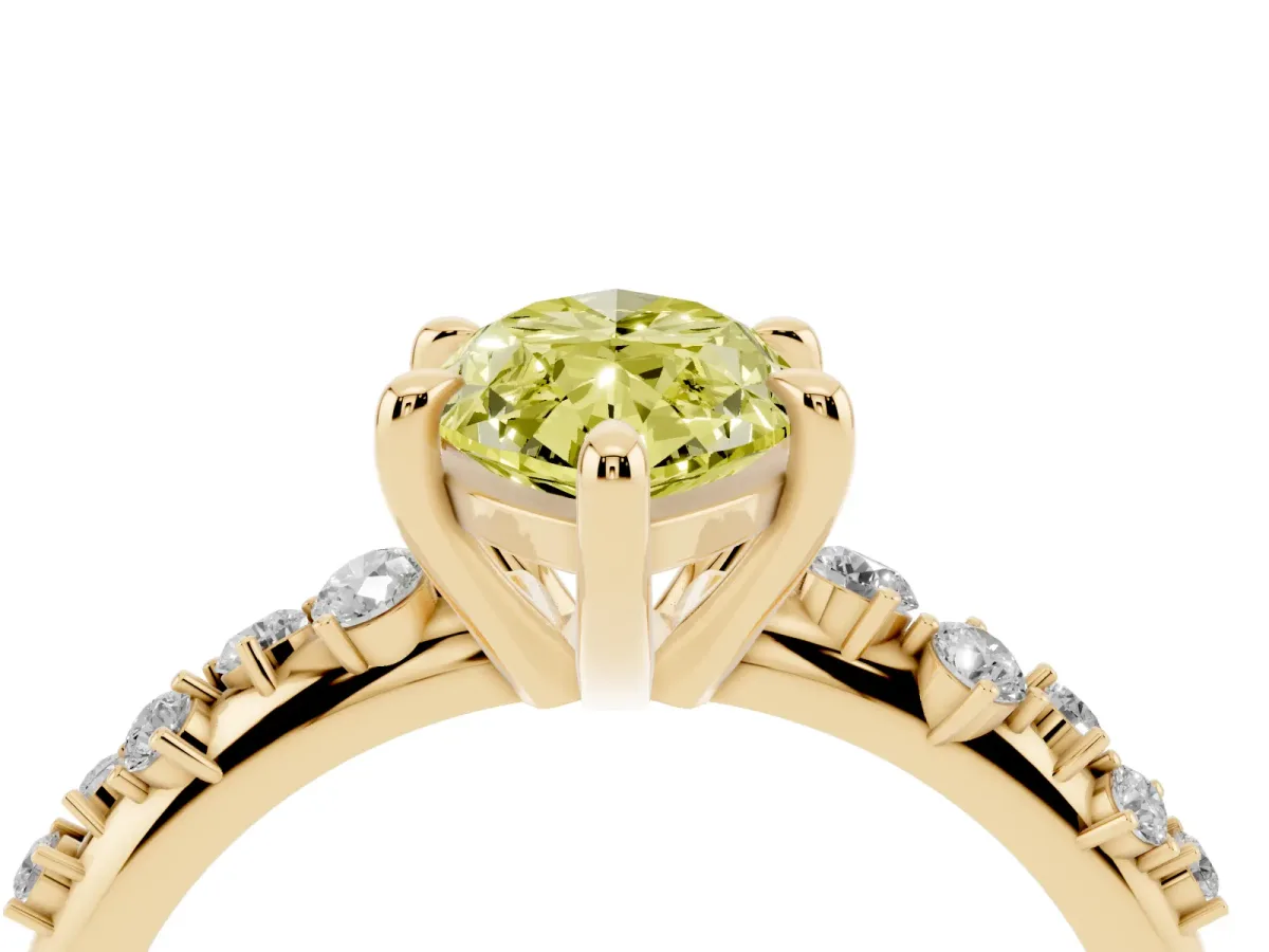 Fancy Yellow Marquise Cut Cut Diamond Vine Band with Four-Prong Setting Yellow gold