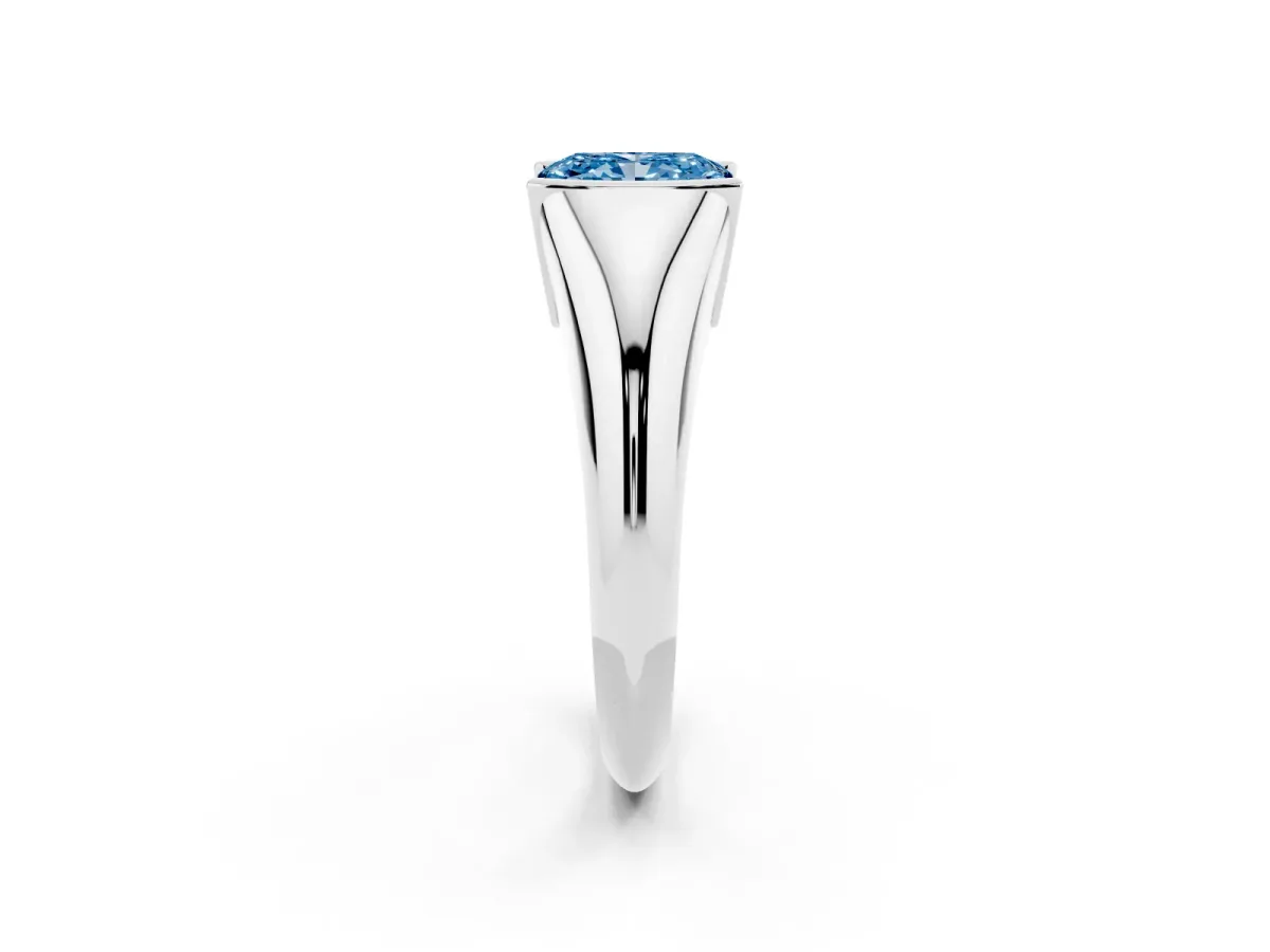 Fancy Blue Radiant Cut Solitaire Tension Set Diamond Ring White gold