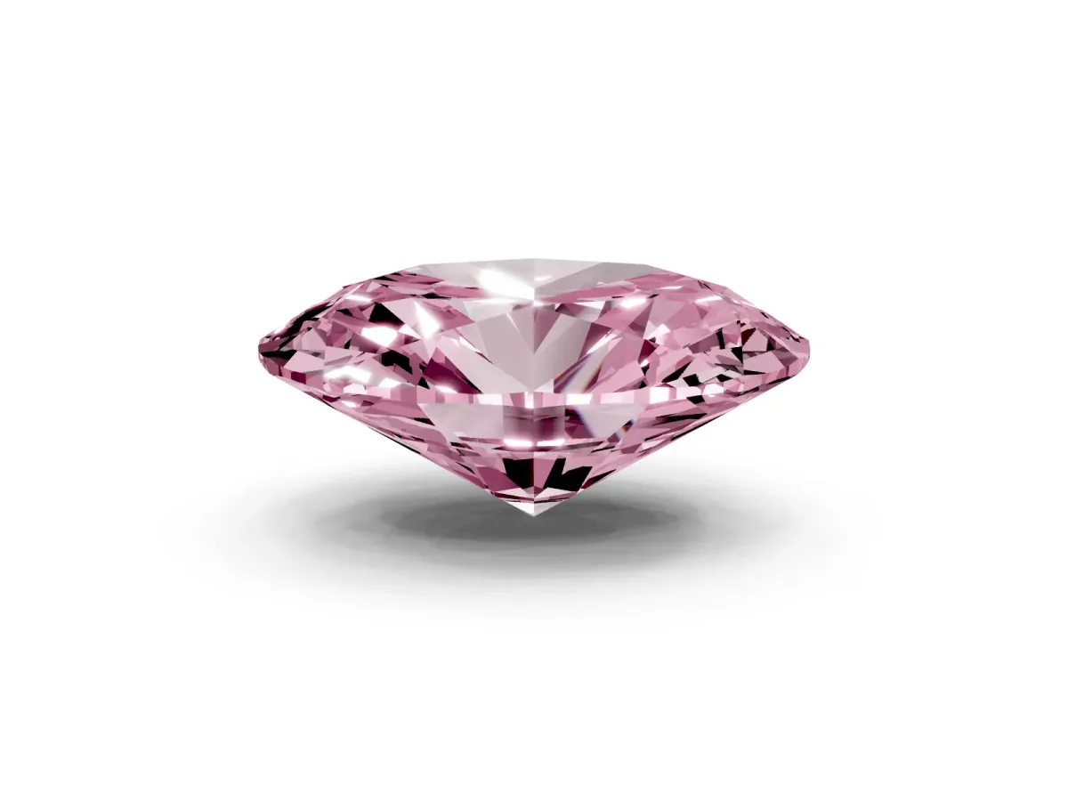 Fancy Pink Oval Cut Diamond Solitaire Ring with Prong Setting and Pavé Band Silver