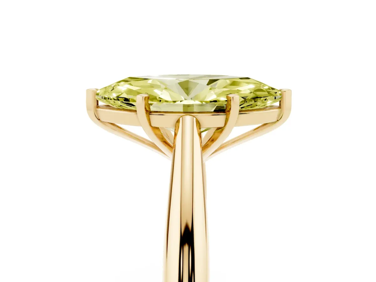 Fancy Yellow Marquise Cut Diamond Solitaire Engagement Ring with Cathedral Setting and Four-Prong Mount Yellow gold