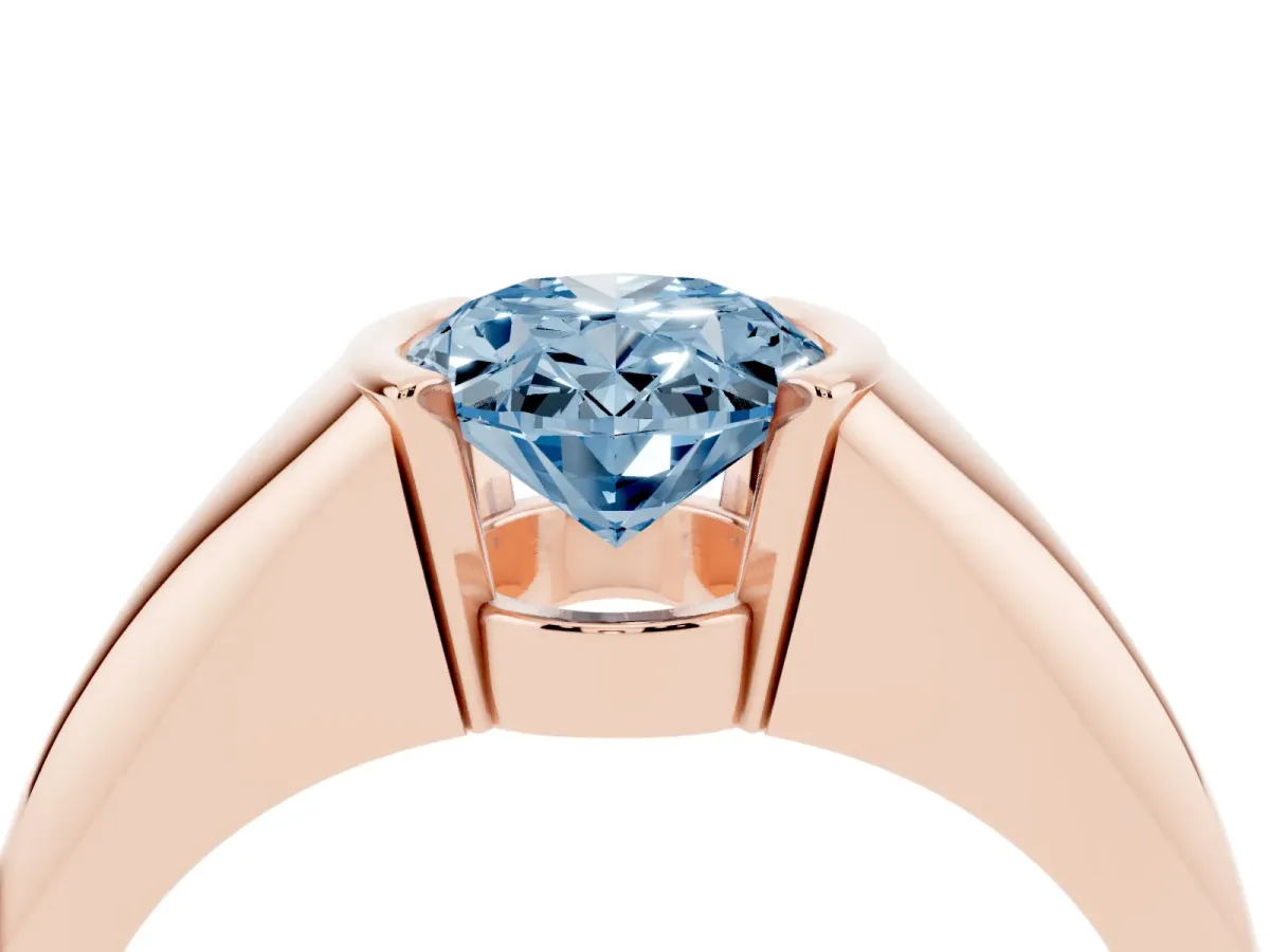 Fancy Blue Oval Cut Solitaire Tension Set Diamond Ring Rose gold
