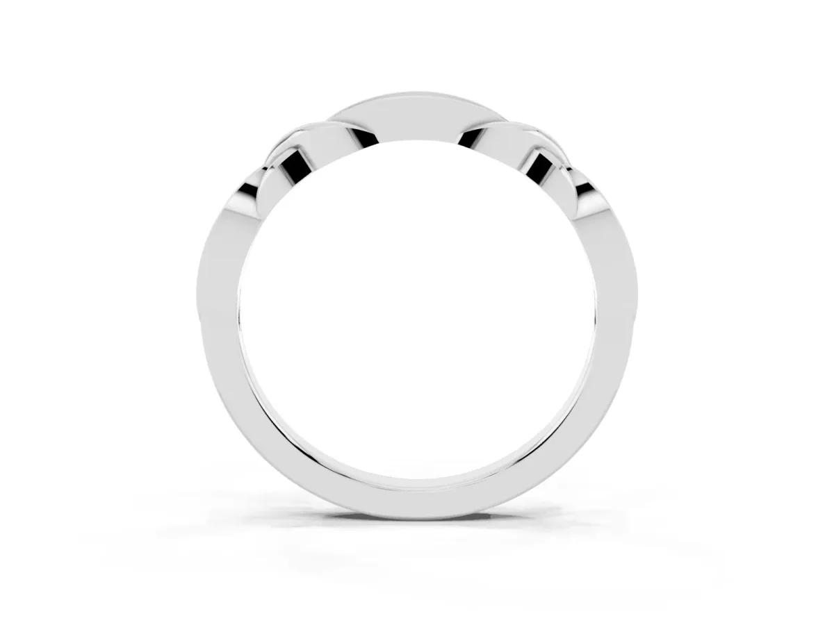 Twisted Marquise Diamond Pavé Band with Shared Prong Setting Silver