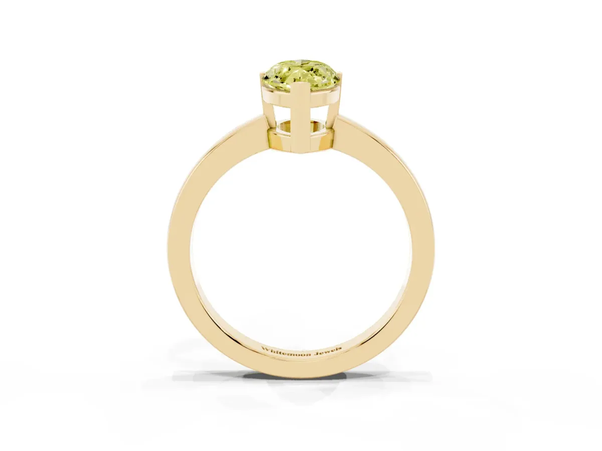 Fancy Yellow Marquise Cut Cut Solitaire Ring with Four-Prong Setting and Classic Band Yellow gold