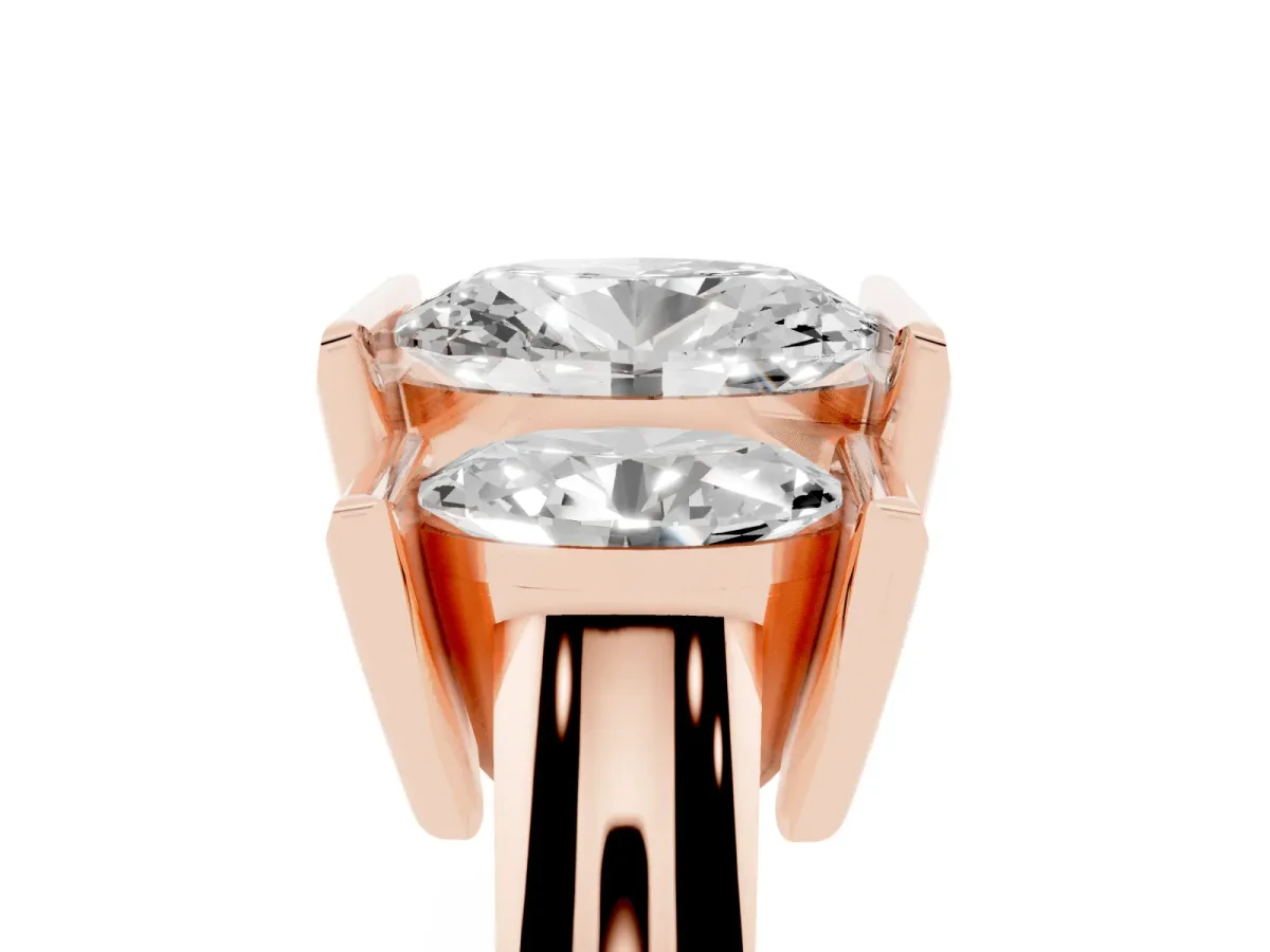 Three Stone Oval Cut Cut Channel Set Diamond Ring Rose gold