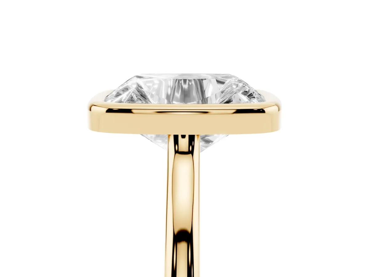 Old Mine Elongated Cushion Diamond Bezel Set Ring Yellow gold