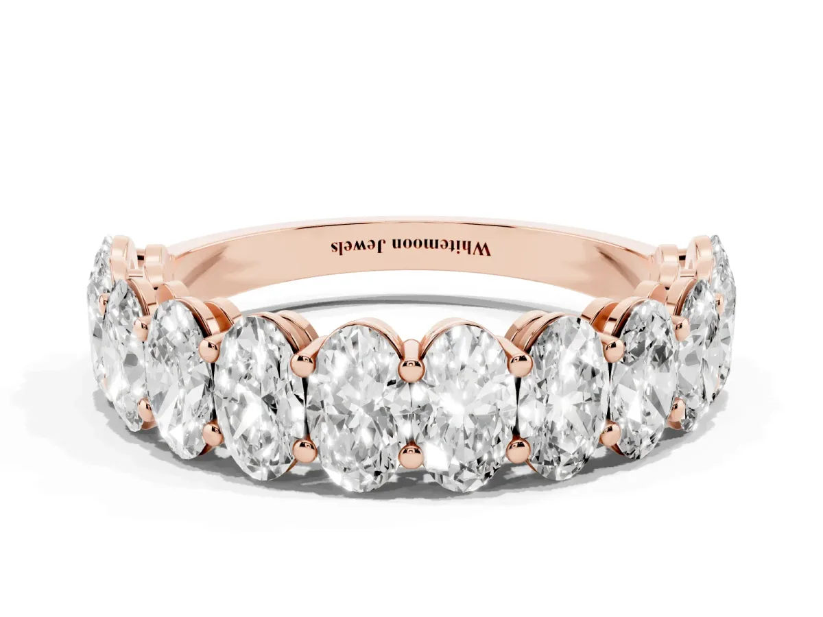Oval Diamond Prong-Set Eternity Band Rose gold