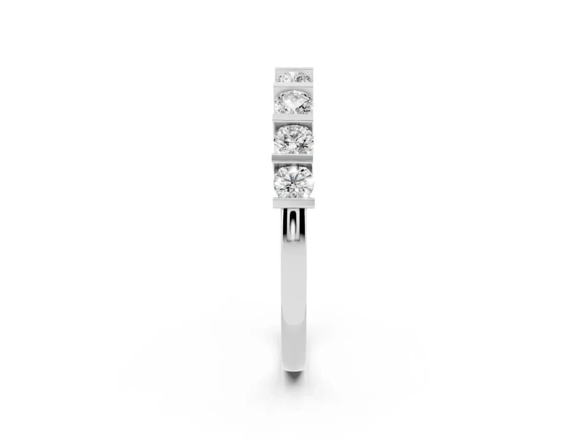 Channel Set Round Diamond Half Eternity Band with Bar Prong Setting Platinum