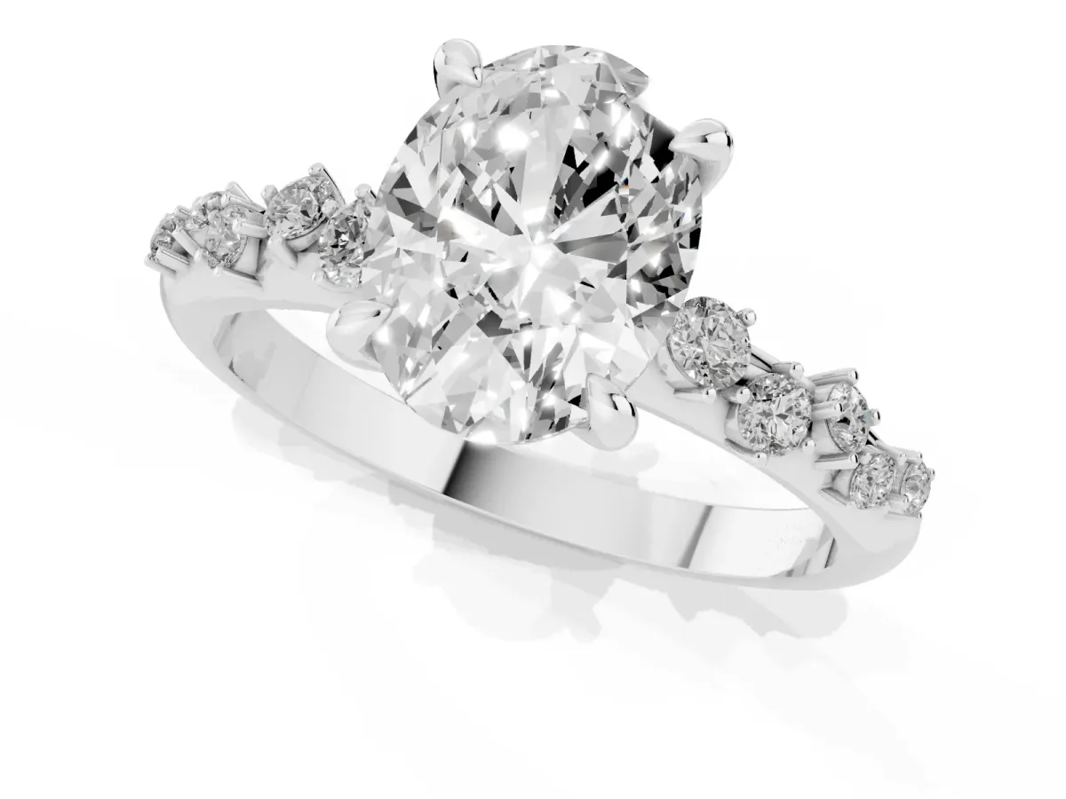 Oval Cut Cut Diamond Vine Band with Four-Prong Setting Silver