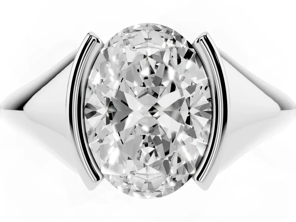 Oval Cut Solitaire Tension Set Diamond Ring White gold