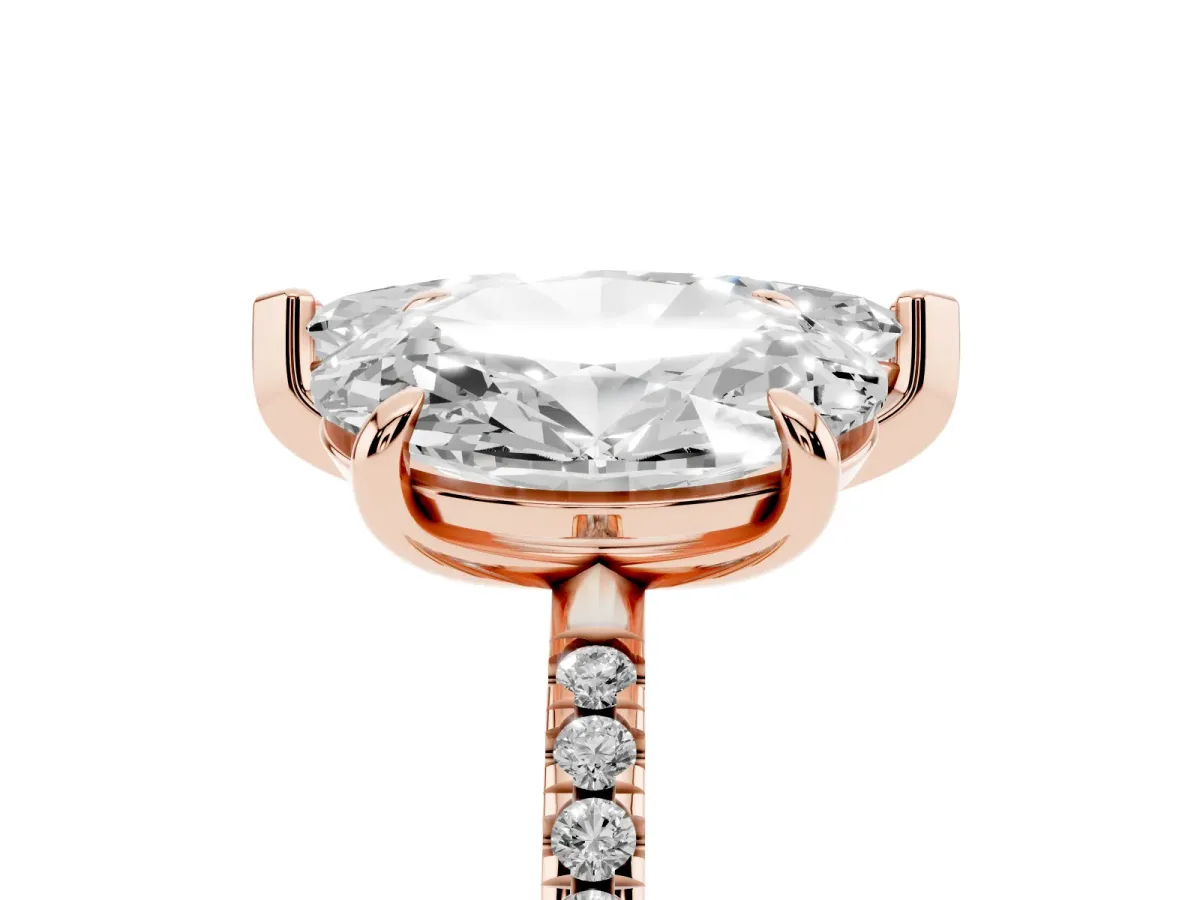 Oval and Marquise Toi Moi Ring with Prong Setting and Pave Band Rose gold