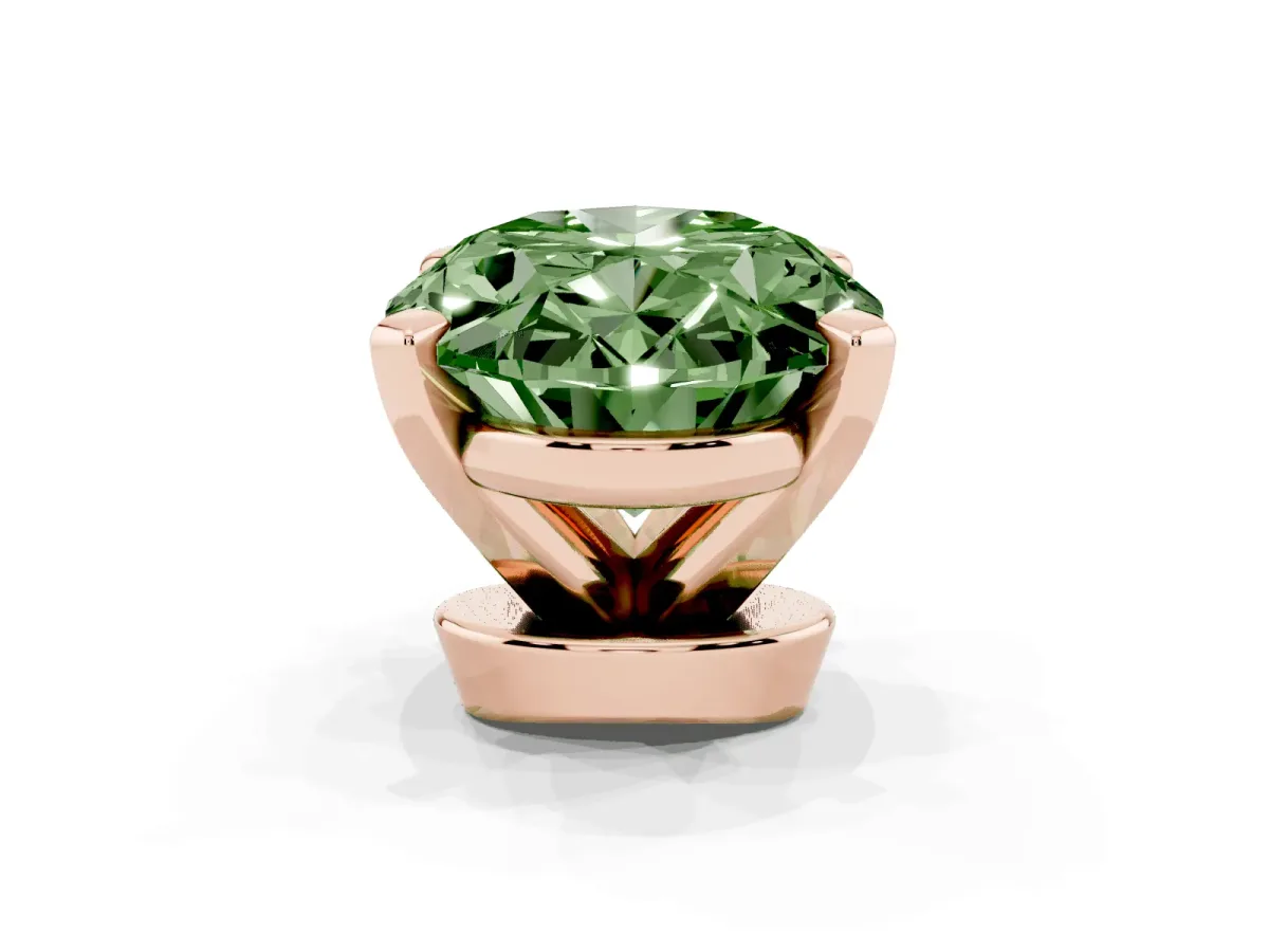 Fancy Green Oval Cut Diamond Solitaire Ring with Prong Setting and Classic Band Rose gold