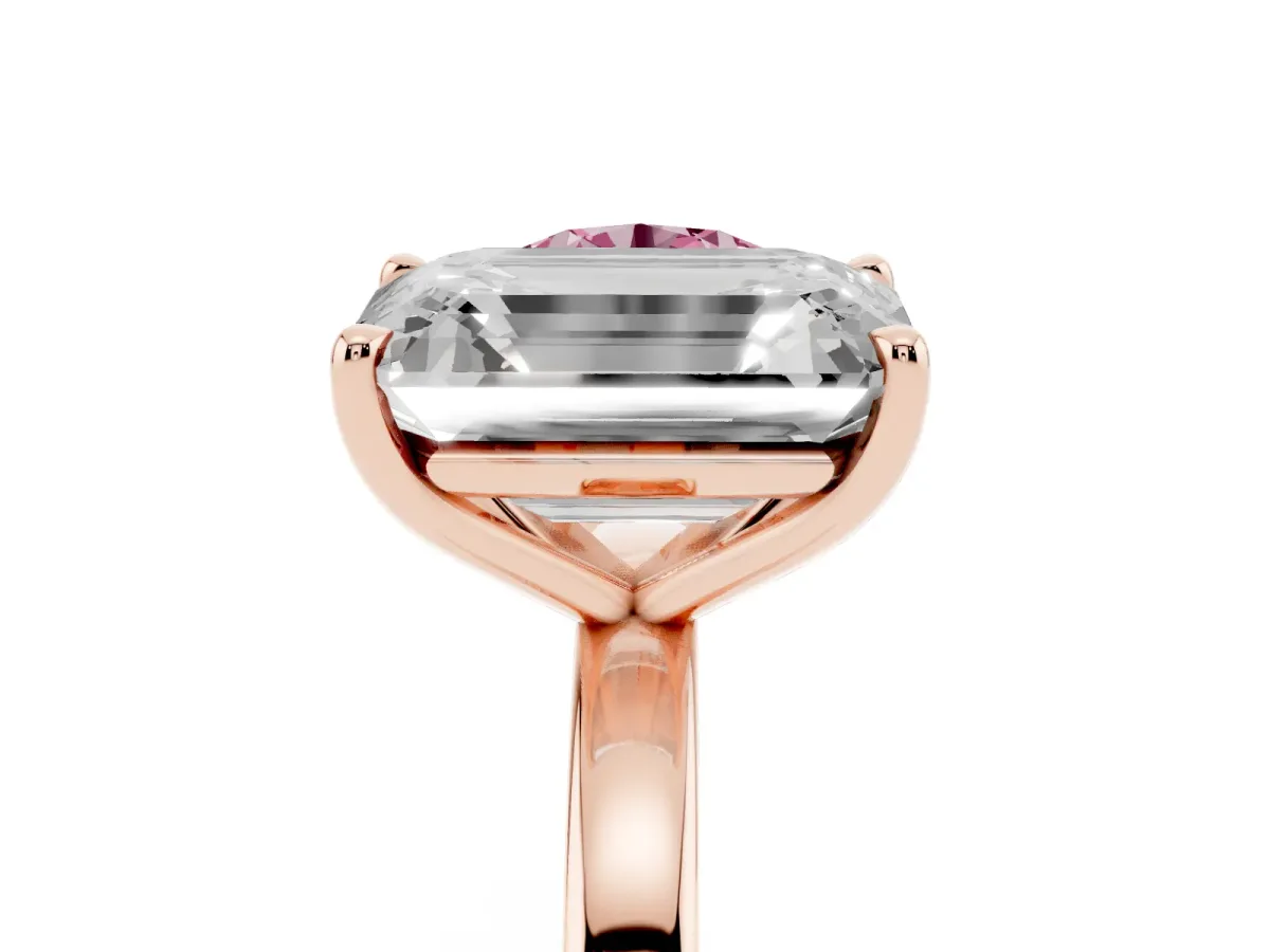 Fancy Pink Round Cut and Emerald Cut Toi Moi Ring with Prong Setting Rose gold