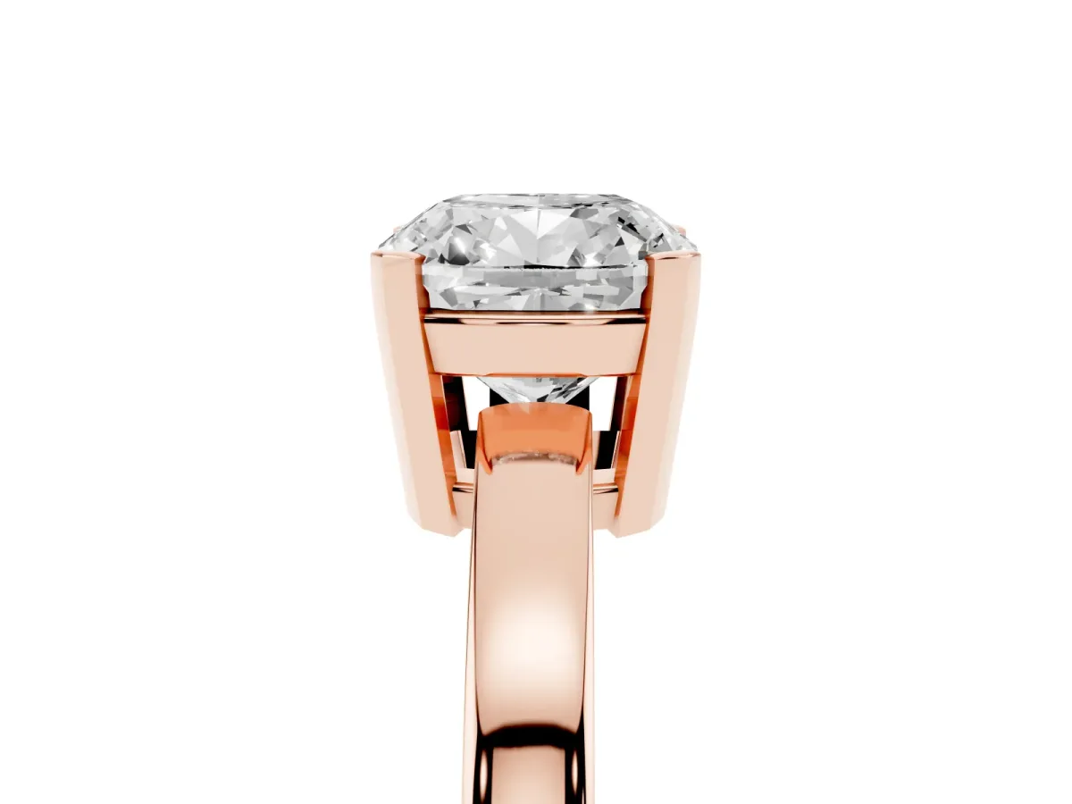 Cushion Cut Cut Solitaire Ring with Four-Prong Setting and Classic Band Rose gold