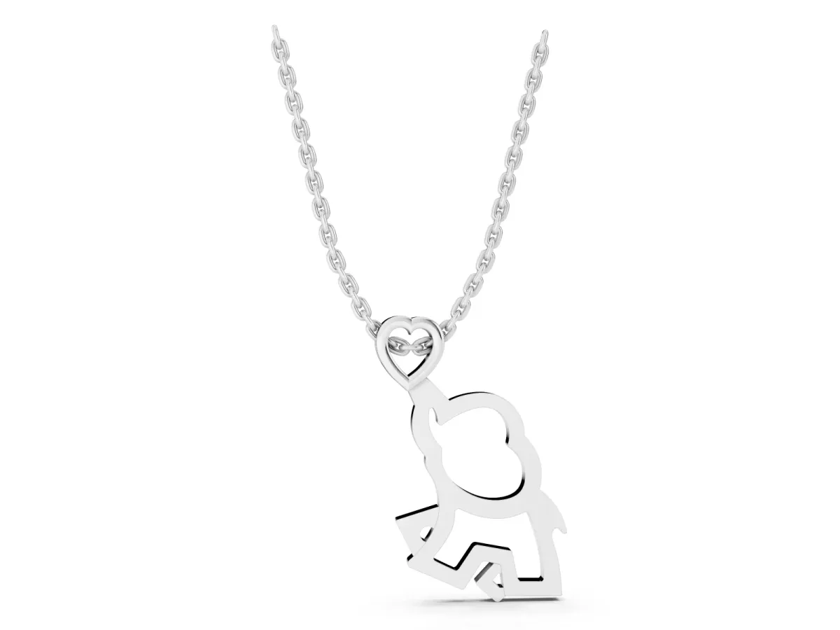 Silver Elephant Heart Pendant Silver