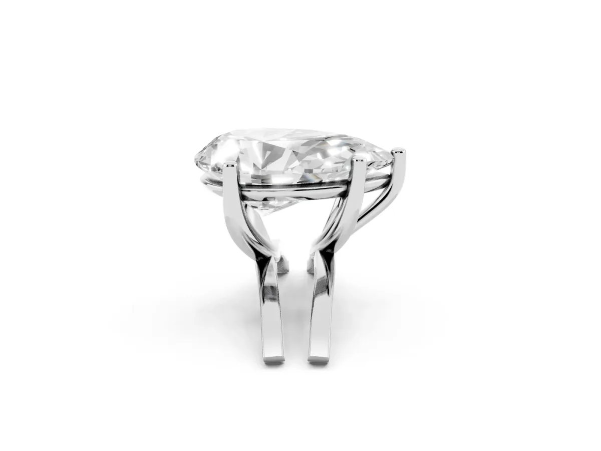 Pear Cut Cut Diamond Solitaire Engagement Ring with Tapered Plain Band and Four-Prong Setting White gold