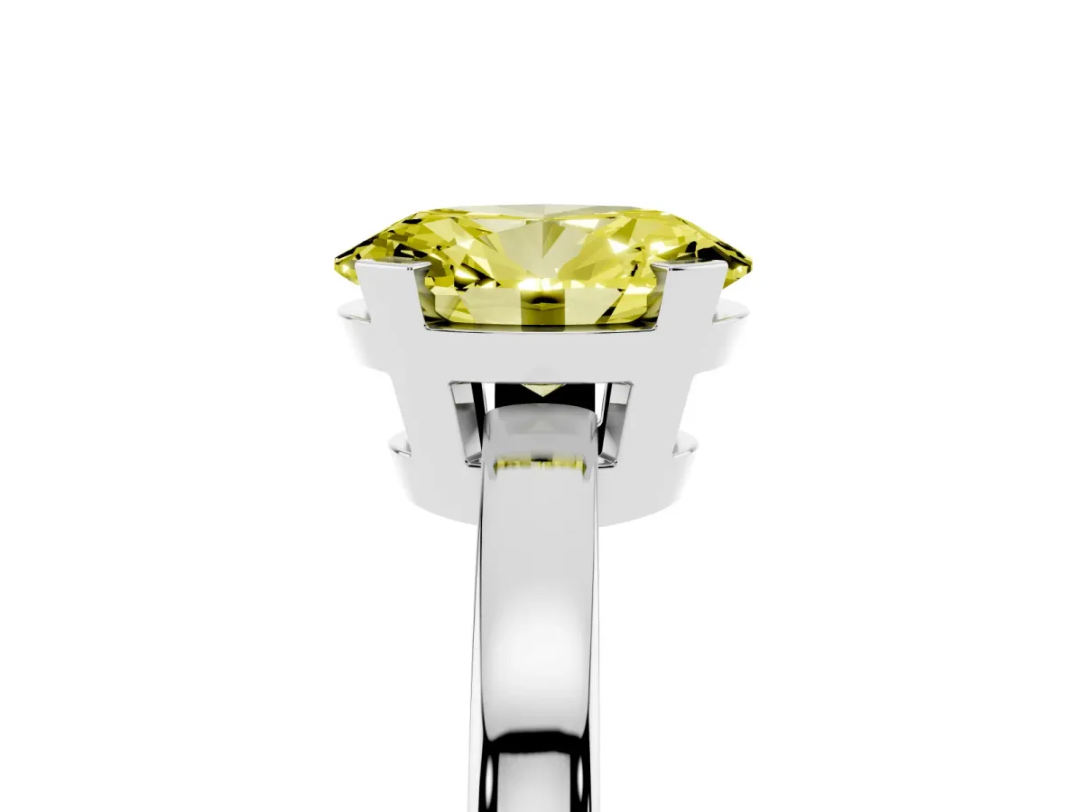 Fancy Yellow Oval Cut Cut Solitaire Ring with Four-Prong Setting and Classic Band Silver