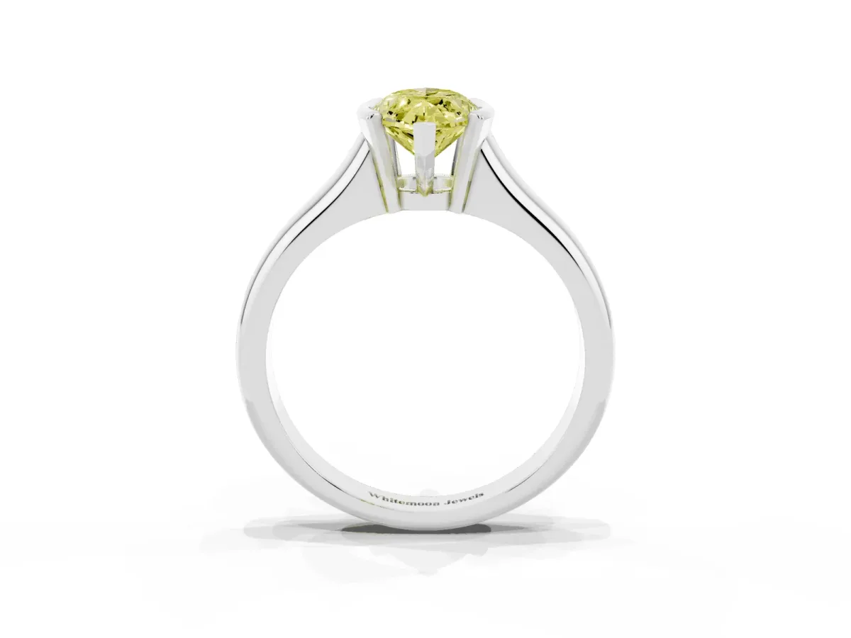 Fancy Yellow Marquise Cut Solitaire Tension Set Diamond Ring with Split Shank Band Silver