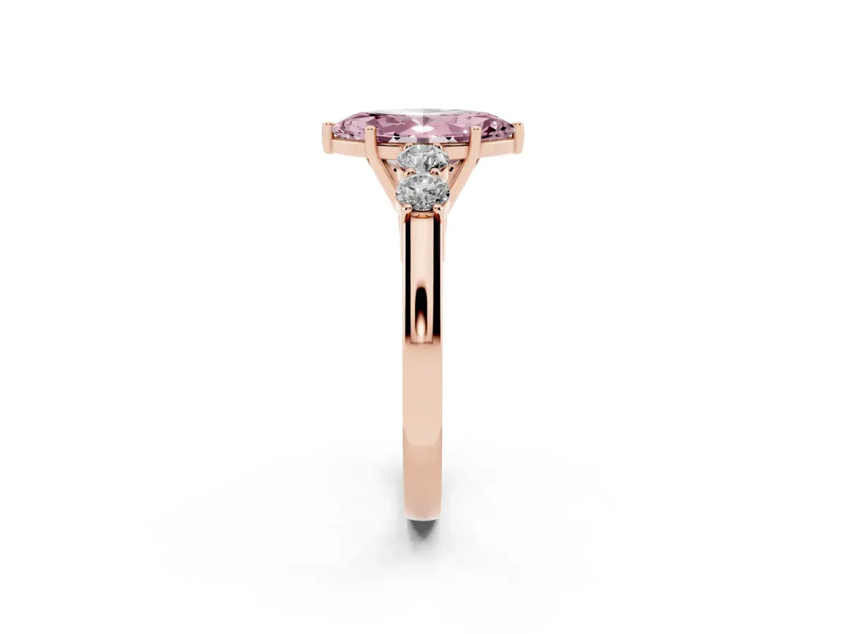 Fancy Pink Marquise Cut Cut Diamond Five-Stone Prong Set White Gold Ring Rose gold