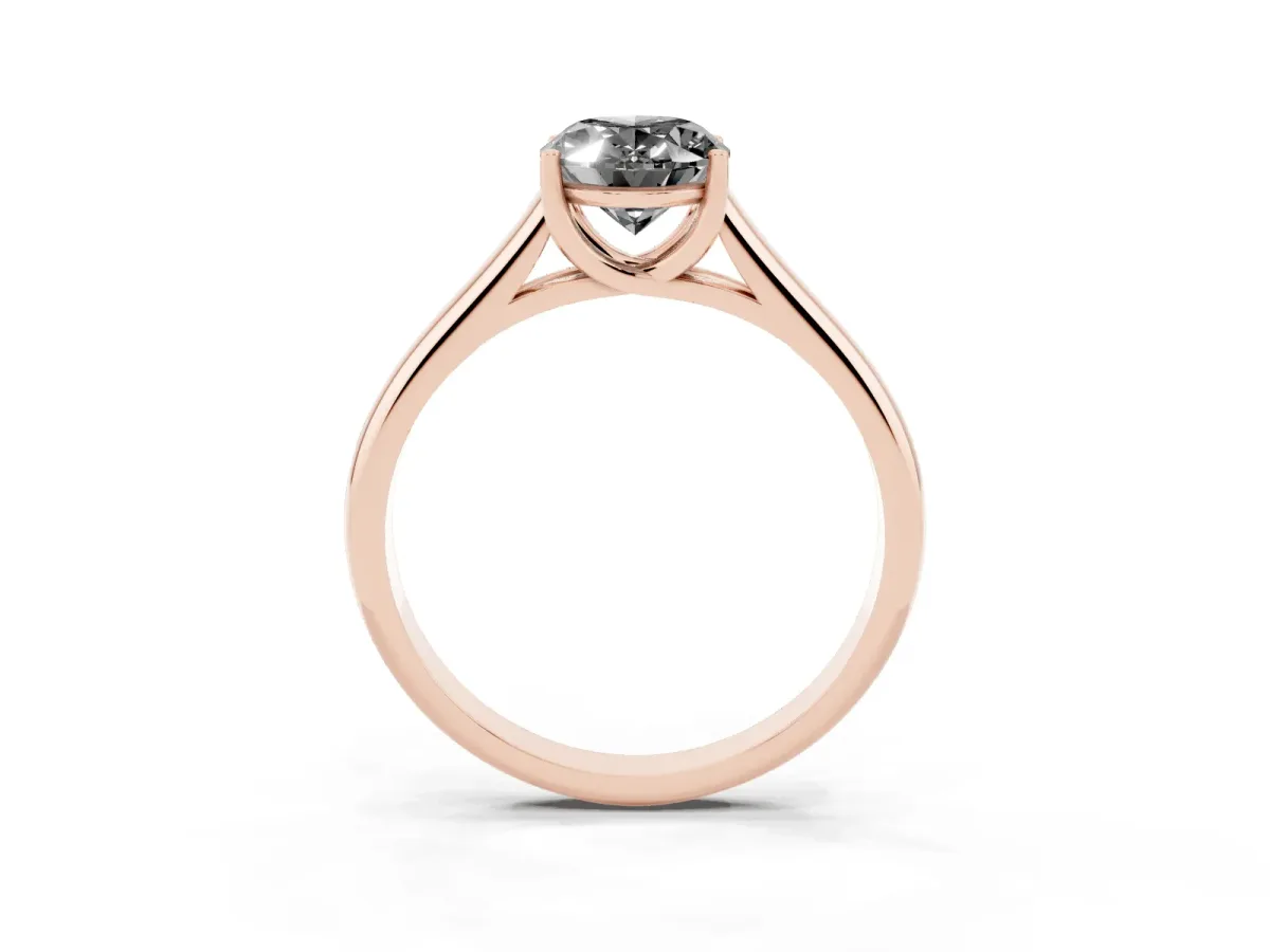 Fancy Black Oval Cut Solitaire Engagement Ring with Tapered Band and Four-Prong Setting Rose gold