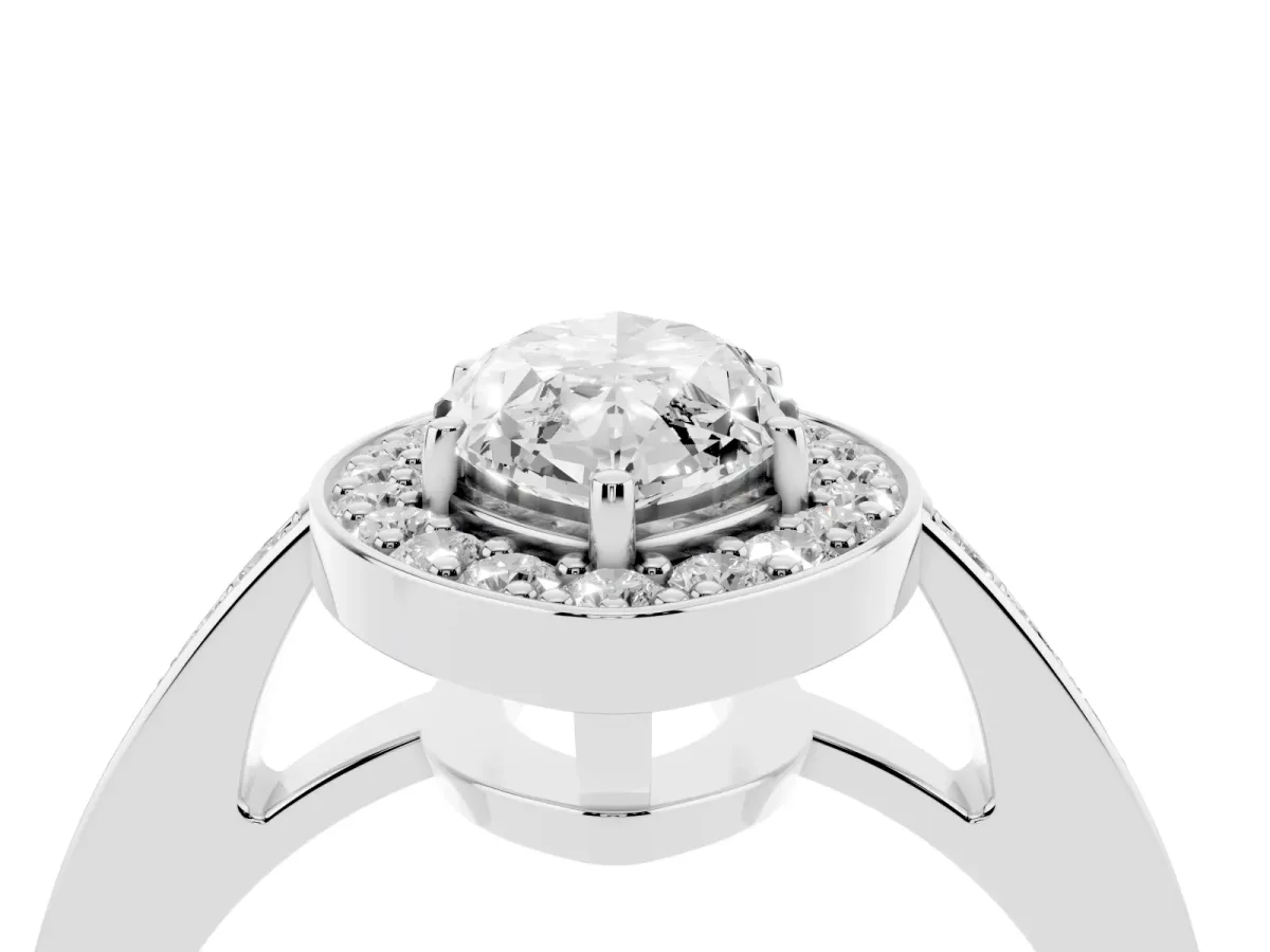 Marquise Cut Halo Pavé Diamond Engagement Ring with Bezel Setting Platinum
