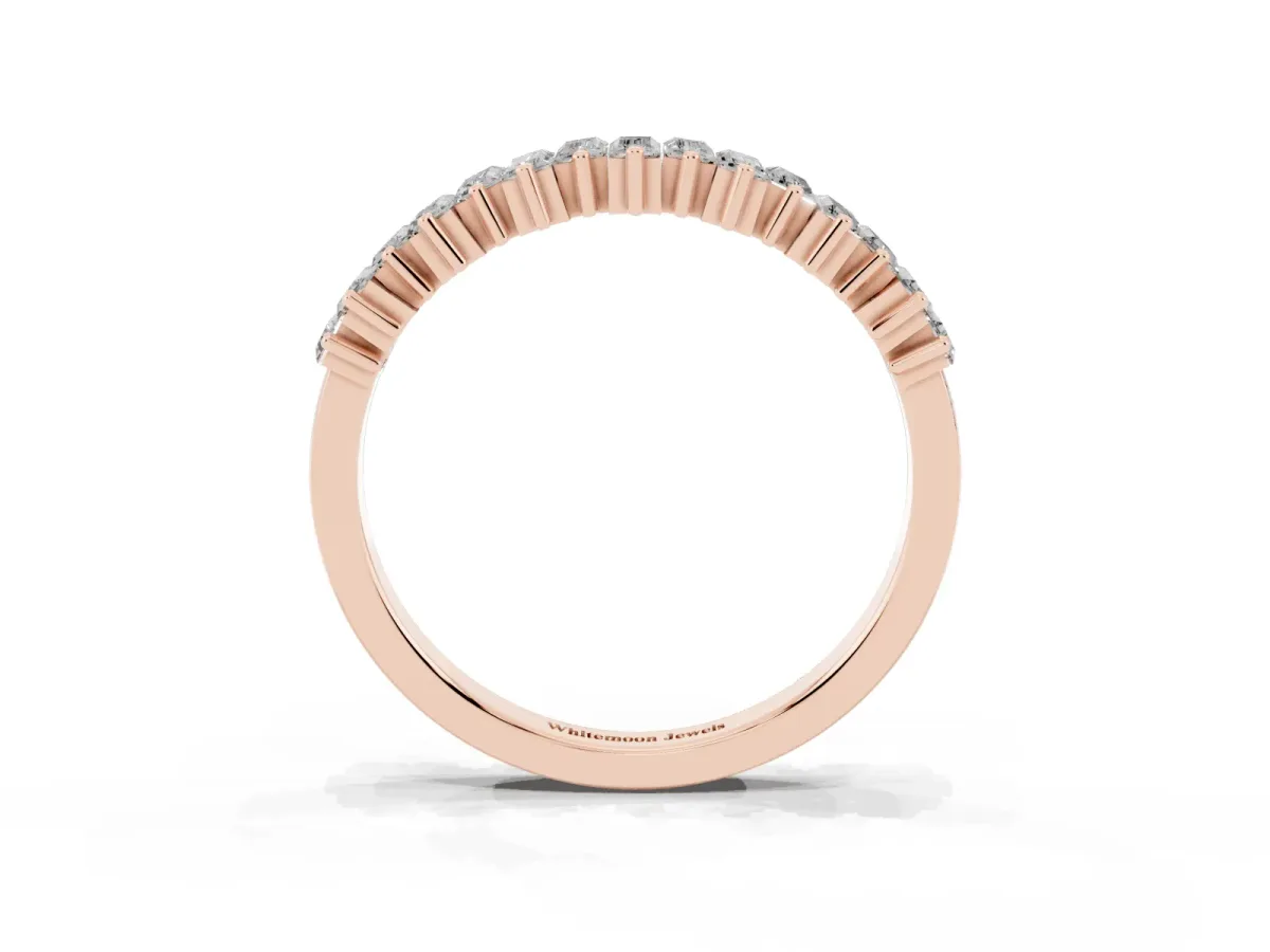 Baguette Diamond Half Eternity Ring with Prong Setting Rose gold