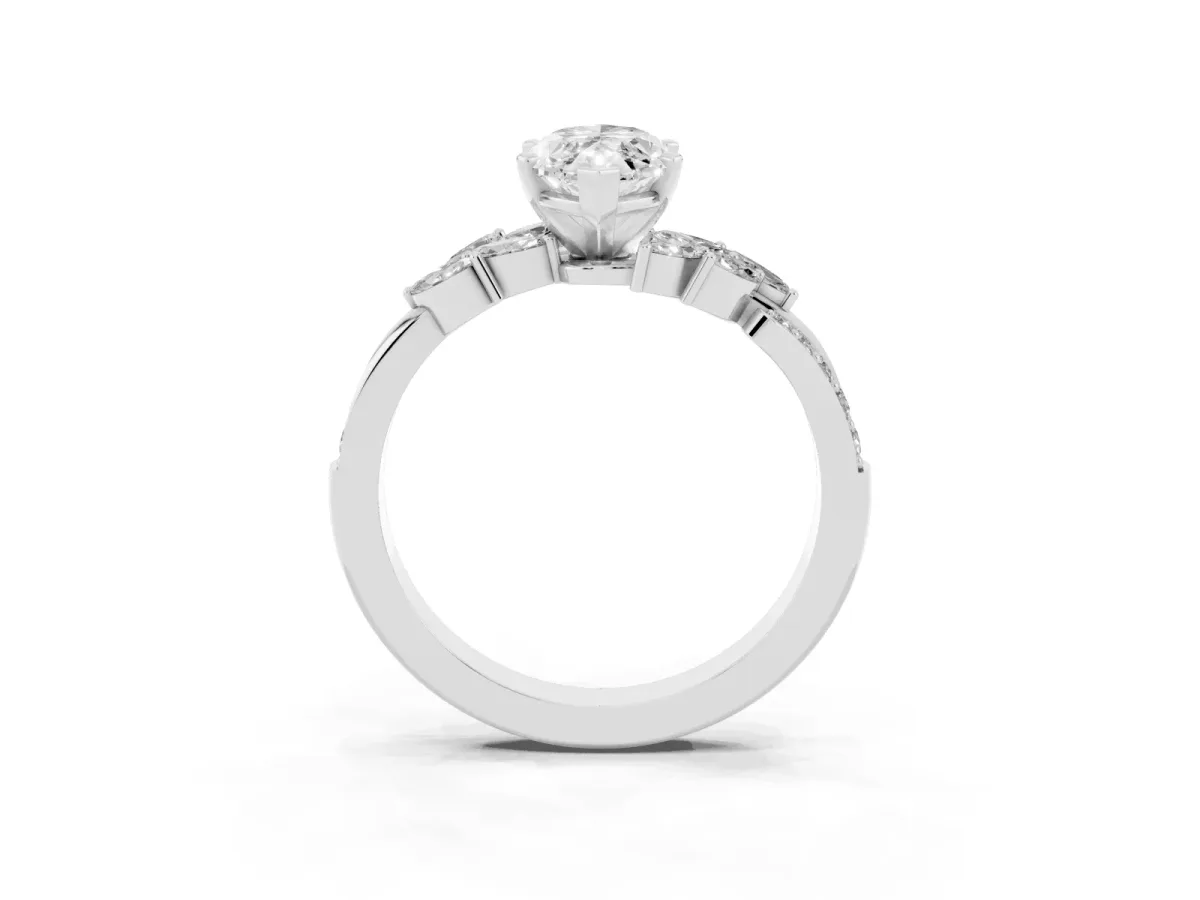 Marquise Cut Solitaire Marquise Twist Band with Six-Prong Setting Silver