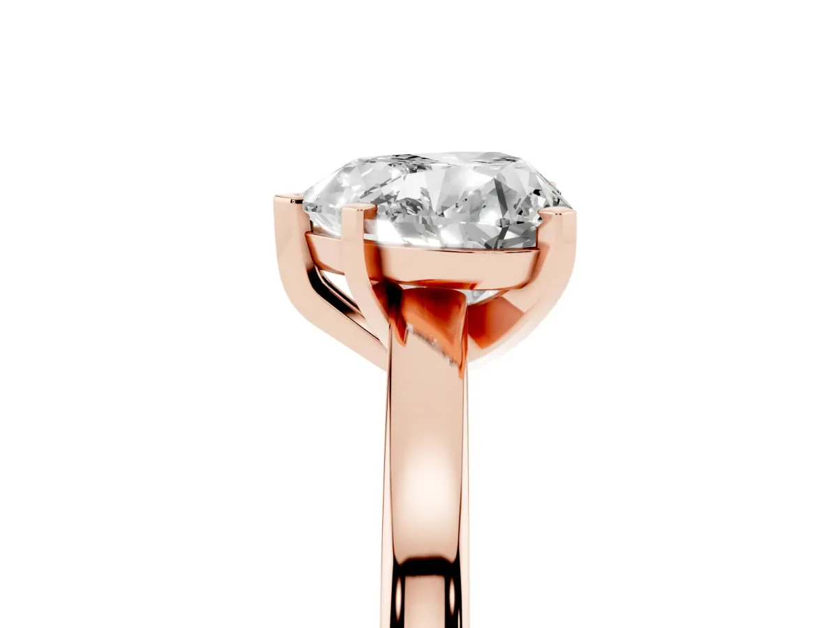 Heart Cut Solitaire Diamond Engagement Ring with Four-Prong Setting on a Classic Band Rose gold
