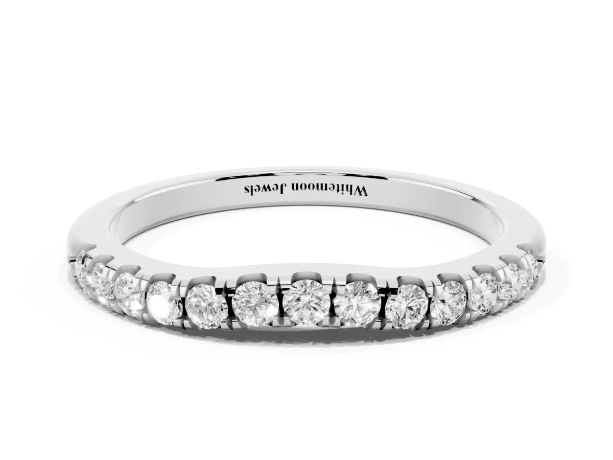 Round Diamond Pavé Curved Eternity Band with Shared Prong Setting Platinum