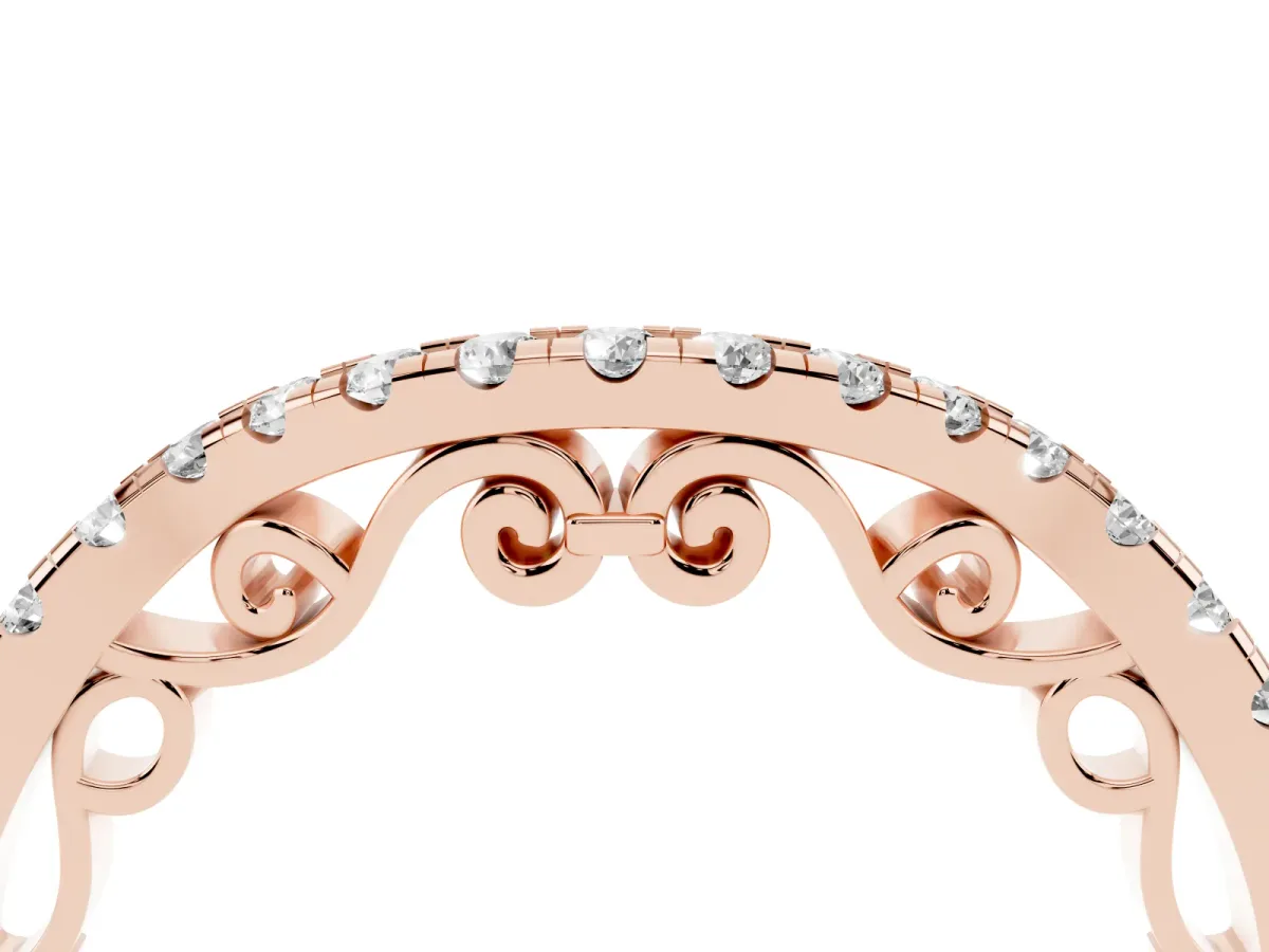 Curved Diamond Pavé Round Eternity Band with Shared Prong Setting Rose gold