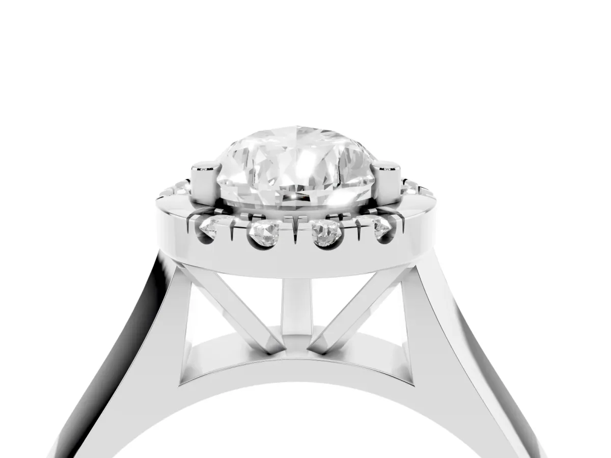 Pear Cut Cut Halo Solitaire Engagement Ring with Square Band and Four-Prong Setting Platinum