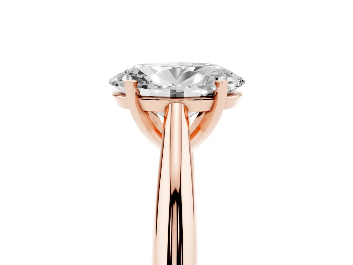 Oval Cut Diamond Solitaire Engagement Ring with Cathedral Setting and Four-Prong Mount Rose gold