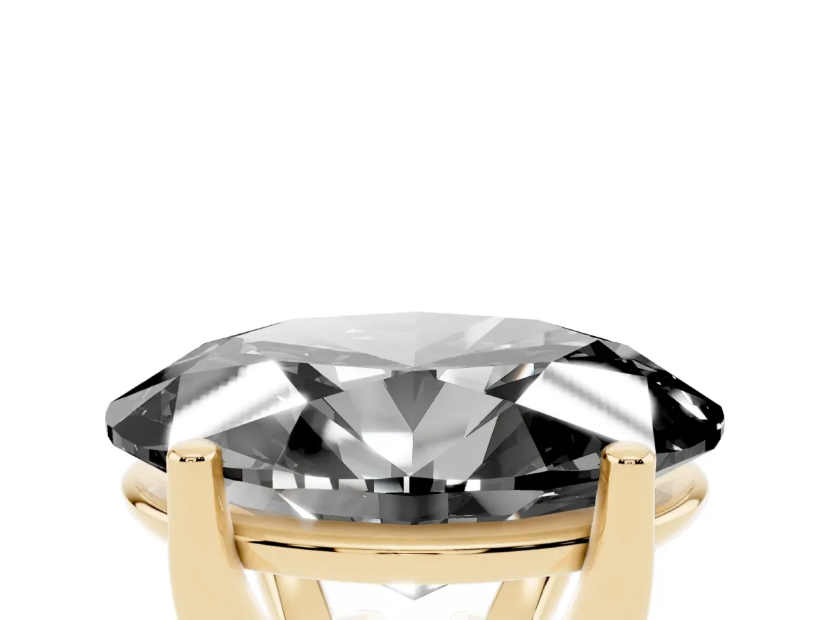 Fancy Black Oval Cut Cut Diamond Solitaire Engagement Ring with Tapered Plain Band and Four-Prong Setting Yellow gold