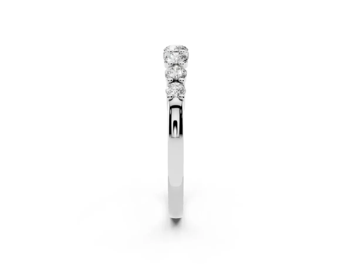 Round Diamond Prong-Set Half-Eternity Band Silver