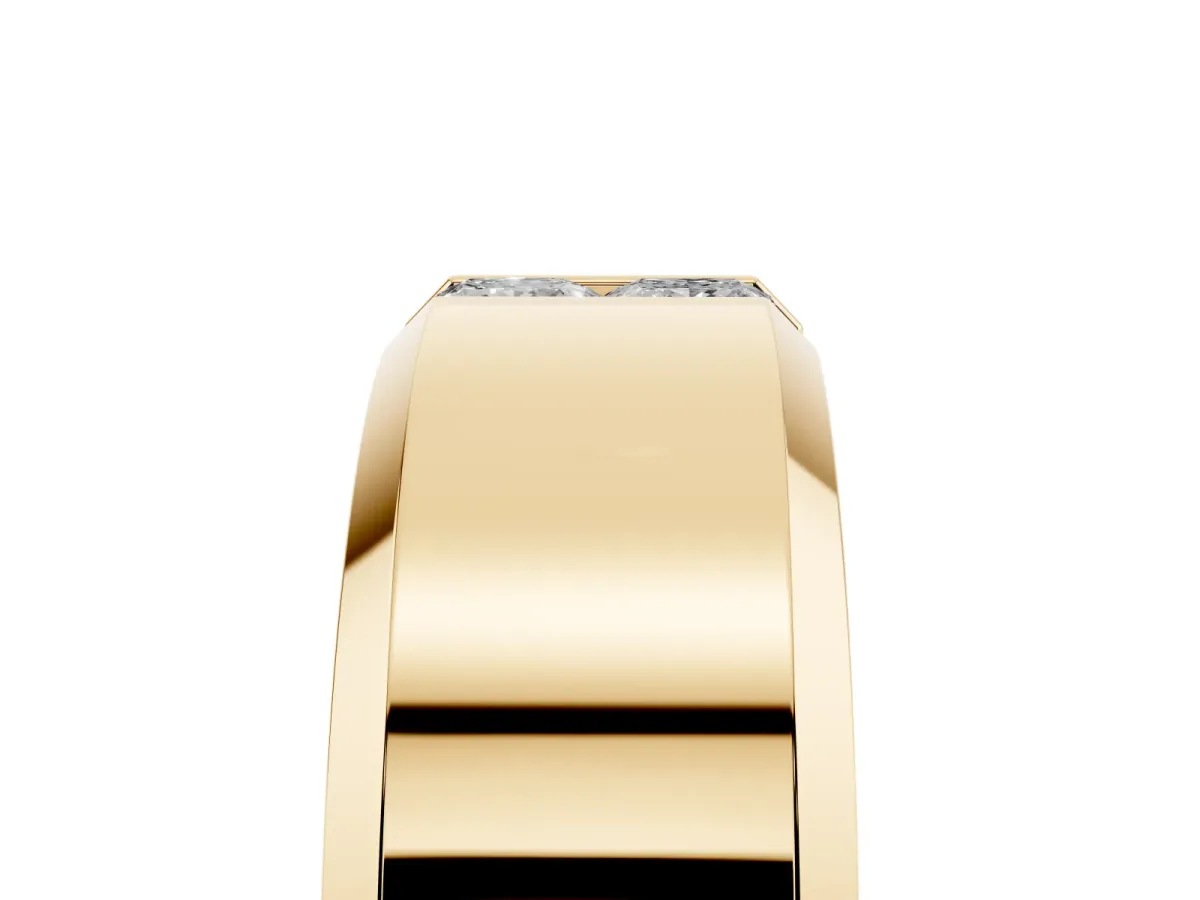 Princess Diamond Two-Stone Mens Band Yellow gold