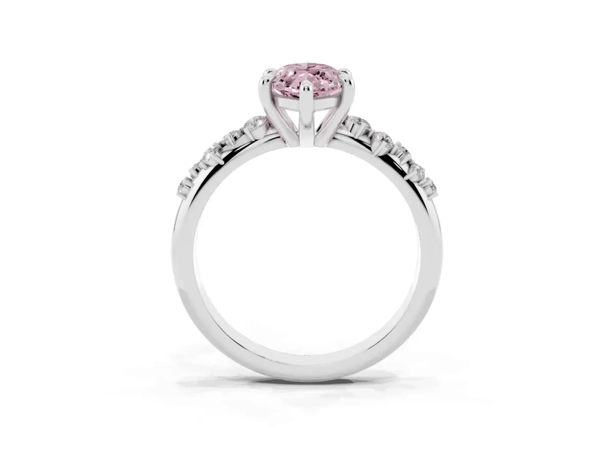 Fancy Pink Marquise Cut Cut Diamond Vine Band with Four-Prong Setting Silver