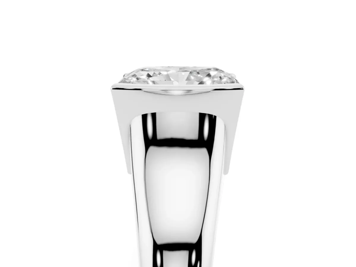 Radiant Cut Solitaire Tension Set Diamond Ring with Split Shank Band Platinum