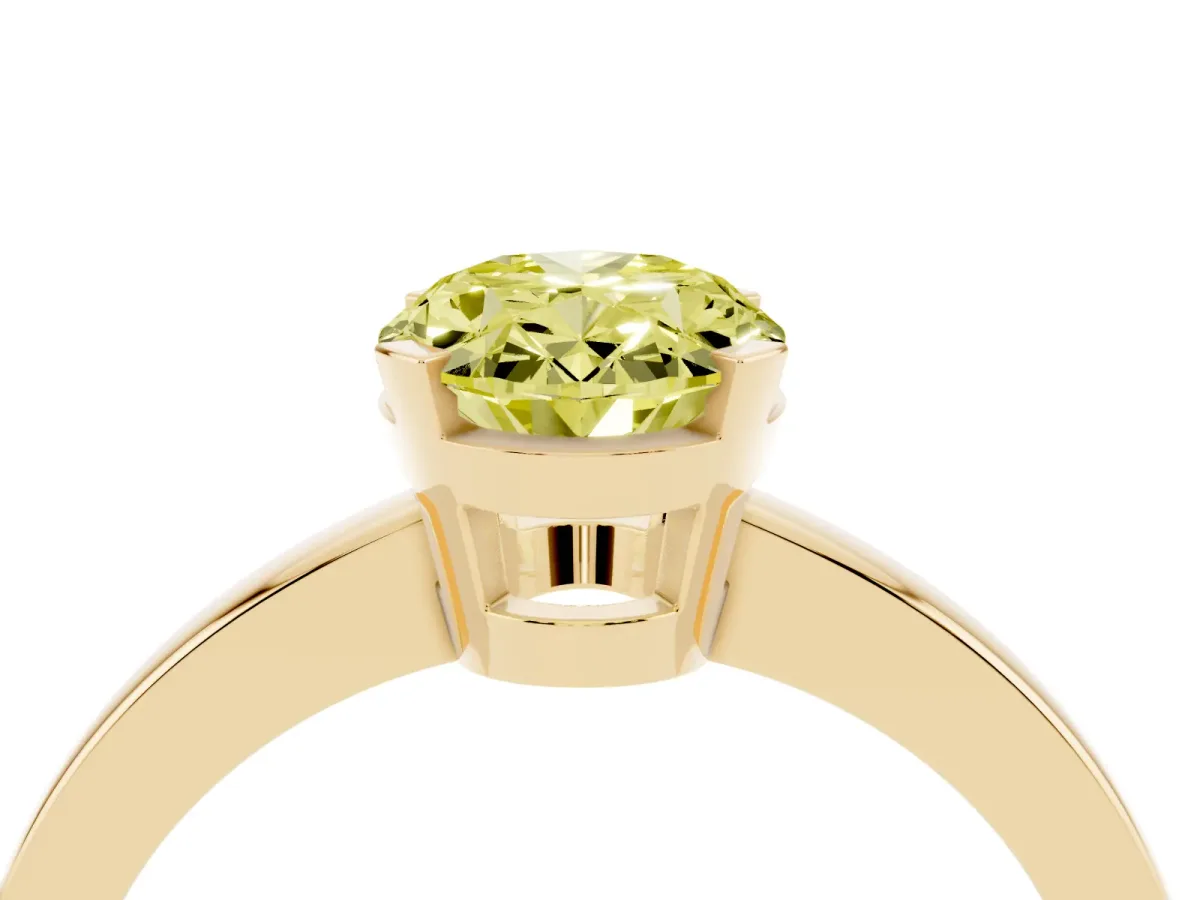 Fancy Yellow Oval Cut Cut Solitaire Ring with Four-Prong Setting and Classic Band Yellow gold