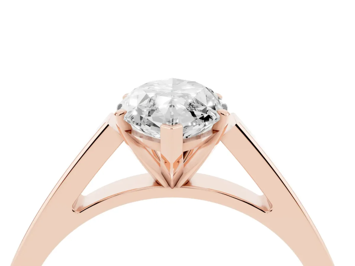 Marquise Cut Solitaire Engagement Ring with Four-Prong Setting and Tapered Band Rose gold